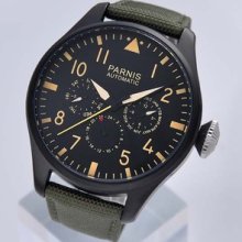 47mm Parnis Pvd Case Black Dail Luminous Marks Multi-function Automatic Mens