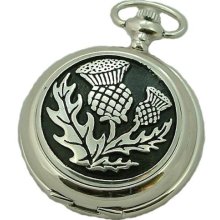 A E Williams 4825Sk Thistle Mens Mechanical Pocket Watch With Chain