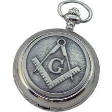 A E Williams 4844G Masonic Mens Quartz Pocket Watch With Chain