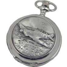 A E Williams 4858 Hurricane Fighter Mens Quartz Pocket Watch With Chain