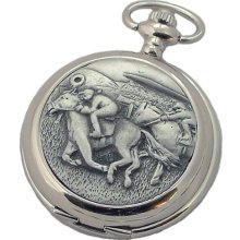 A E Williams 4940Sk Horse Racing Mens Mechanical Pocket Watch With Chain