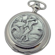 A E Williams Golfer Mens Mechanical Pocket Watch With Chain