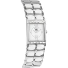 Abs Ladies White Ceramic And Stainless Steel Watch