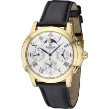 Accurist Grand Complication Men's Quartz Watch With Silver Dial Chronograph Display And Black Leather Strap Gmt320w