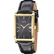 Accurist Men's Quartz Watch With Black Dial Analogue Display And Black Leather Strap Ms892b