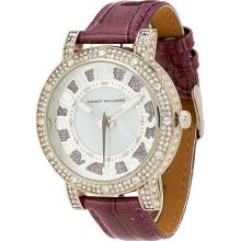 Adorn by Wendy Williams Oversized Bling Watch with Croco Strap - Purple - One Size