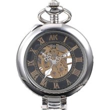 Ak-homme Roman Style Magnifier Cover Mens Mechanical Pocket Watch