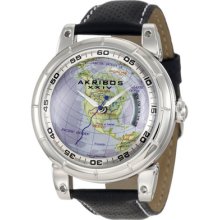 Akribos Xxiv Ak497ss Automatic Globe Strap Mens Watch