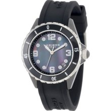 Akribos Xxiv Ak502bk Ceramic Black Poly Strap Womens Watch