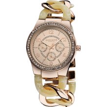 Akribos XXIV Women's Quartz Multifunction Crystal Accented Resin Chain Watch (Rose-tone)