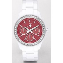 Alabama Crimson Tide Fossil White Stella Multifunction Watch Womens