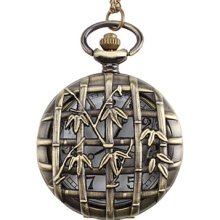 Alloy Unisex Bamboo Analog Quartz Pocket Watch (Bronze)