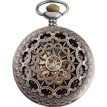 Alloy Women's Hollow Mechanical Analog Pocket Watch (Bronze)