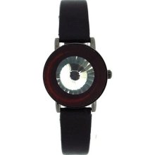 Anaii Pink Instinct Crystal Flip Open Black Strap Ladies Fashion Watch Ap526