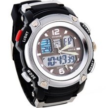 Anike Multi-function 50m Water-resistant Analog Digital Watch (Silver)