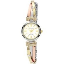 Anne Klein Swarovski Crystal Accented 2 Tone Bangle Watch