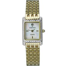 Anne Klein Women's 10-7874mpgb Mother Of Pearl Gold-tone Diamond Accented Watch