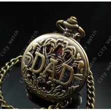 Antique bronze DAD's Pocket Watch Necklace,antique bronze Mechanical Watch chain--for Dad--for great father