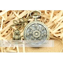 antique pocket watch necklace with leaf owl mens jewellery