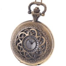 Antique Style Flower Pattern Pocket Watch With Chain