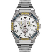 Aqua Master Men's Octagon Diamond Watch with Canary and Blue Diamond