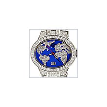 Aqua Master Oval 6.00 ct Diamond Mens Blue Map Watch