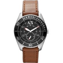 Armani Exchange Ax1261 Brown 45mm Leather Chrono Fast Ship A/x 1261