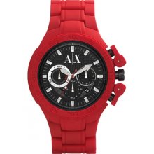 Armani Exchange Chronograph Red Rubber Mens Watch AX1189