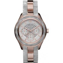 Armani Exchange Women's Ax5154 White Marbled Acetate And Rose Gold Tone Watch