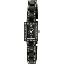 Armitron Now Womens Black Crystal-Accent Watch