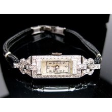 Art Deco Antique Ladies Platinum & Diamond Wristwatch