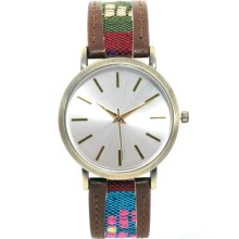 ASOS Watch with Fabric Inlay Strap Brown