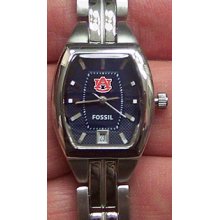 Auburn Tigers Fossil Womens 3 Hand Analog Logo Watch