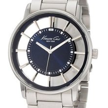 Authentic Kenneth Cole Genuine Transparent Blue Dial Stainless Steel Watch