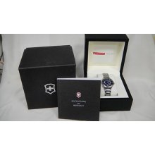 Authentic Victorinox Swiss Army Stainless Steel Blue Face Watch 249031