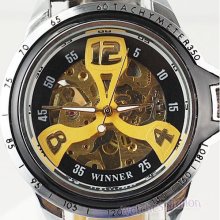 Automatic Mens Mechanical Gold Skeleton Watch Mechanical watch Wrist watch