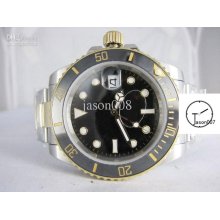 Automatic Submariner Ceramic Bezel Black Dial Two Tone Original Back