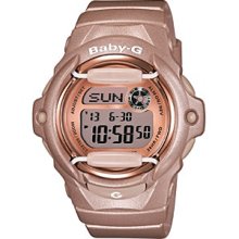 Baby-G Pink Champagne Series Bronze Shimmer Digital Watch with Pink