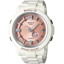 Baby-G Women's Quartz Watch With Pink Dial Analogue - Digital Display And White Resin Bracelet Bga-300-7A2er