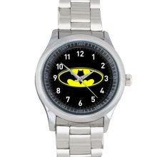 Batman logo Watch silver tone stainless steel band wrist watches watch custom