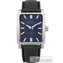 Ben Sherman - Men's Chequered Blue Dial Black Leather Watch - R894