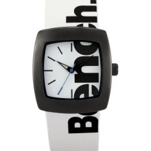 Bench Ladies Quartz Strap Watch With White Dial Analogue Display And White Plastic Or Pu Band Bc0405gnbk