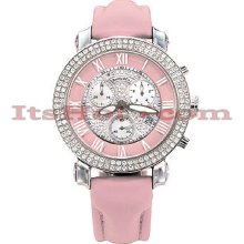 Benny Co Womens Fine Belgian Cut Diamond Watch 1.9ct Dial W 3 Mop Subdials Pink