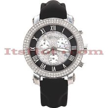 Benny Co Womens Fine Belgian Cut Diamond Watch 1.9ct Dial W 3 Mop Subdials Black