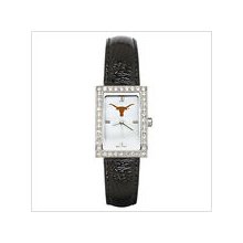 Black Leather University of Texas Watch with Cz Frame