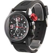 Black Men's Silicone Analog Quartz Wrist Sports Watch