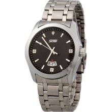 Black Skmei 9057 Water Resistant Analog Watch with Steel Strap