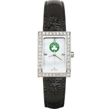 Boston Celtics Women's Black Leather Strap Allure Watch