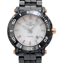 Brand New ONISS Swiss Movement Ceramic Unisex Date Watch - black