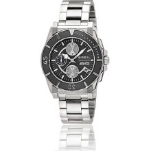 Breil Milano Mens Manta Chronograph Stainless Watch - Silver Bracelet - Black Dial - TW0788